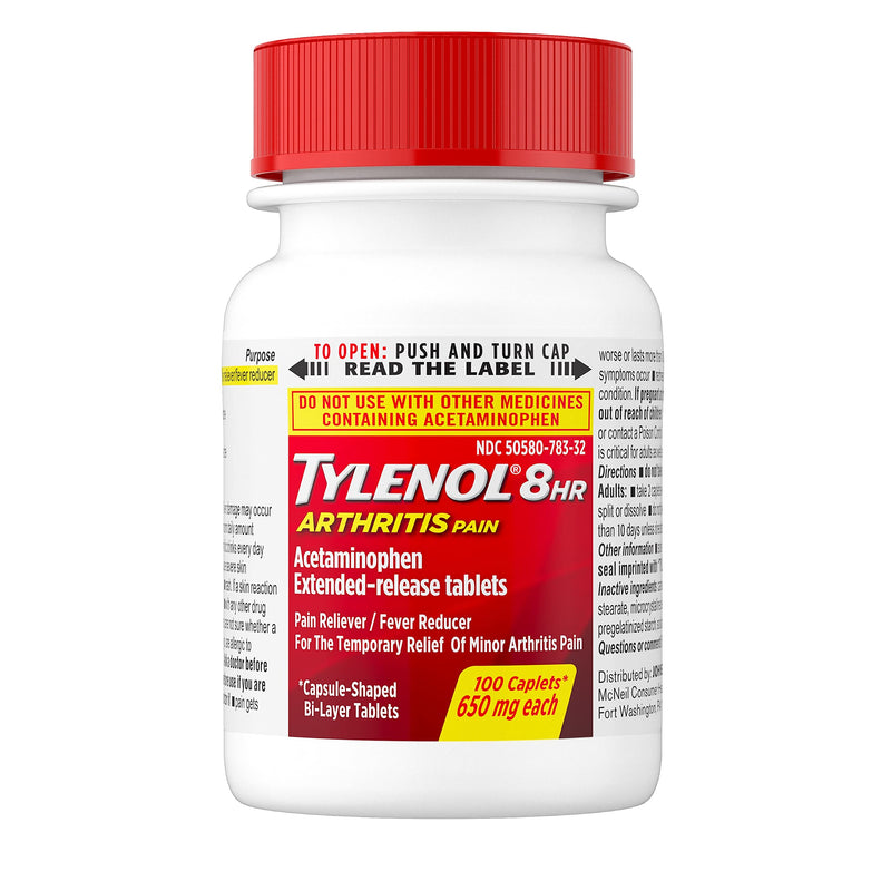Tylenol 8 Hour Arthritis Pain Relief Extended Release Tablets, 650 mg Acetaminophen, Joint Pain Reliever & Fever Reducer Medicine, Oral Caplets for Arthritis & Joint Pain, 100 ct - NewNest Australia