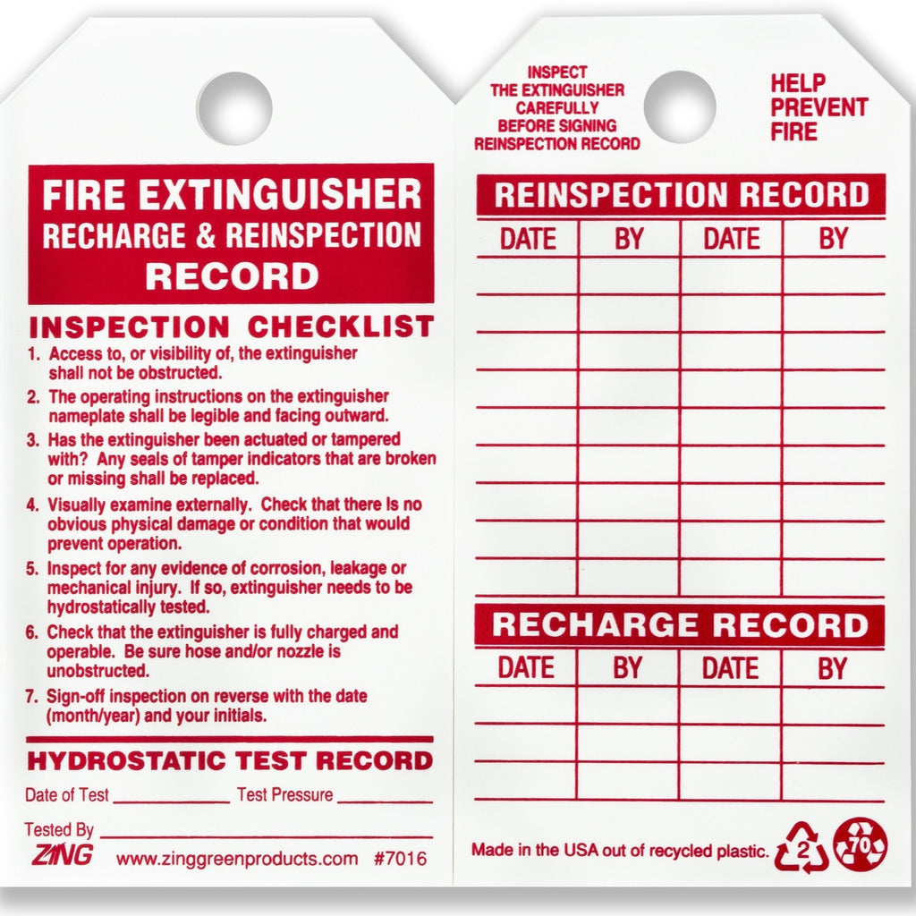 ZING 7016 Eco Safety Tag, Fire Extinguisher, 5.75Hx3W, 10 Pack 1 - NewNest Australia