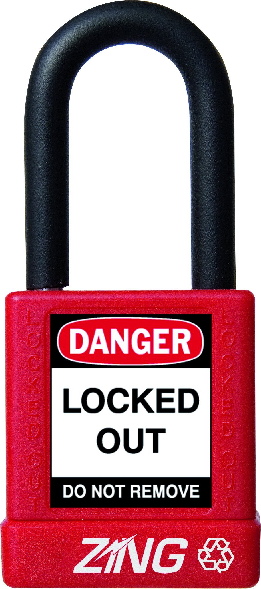 ZING 7030 RecycLock Safety Padlock, Keyed Different, 1-1/2" Shackle, 1-3/4" Body, Red 1.5" Shackle - NewNest Australia