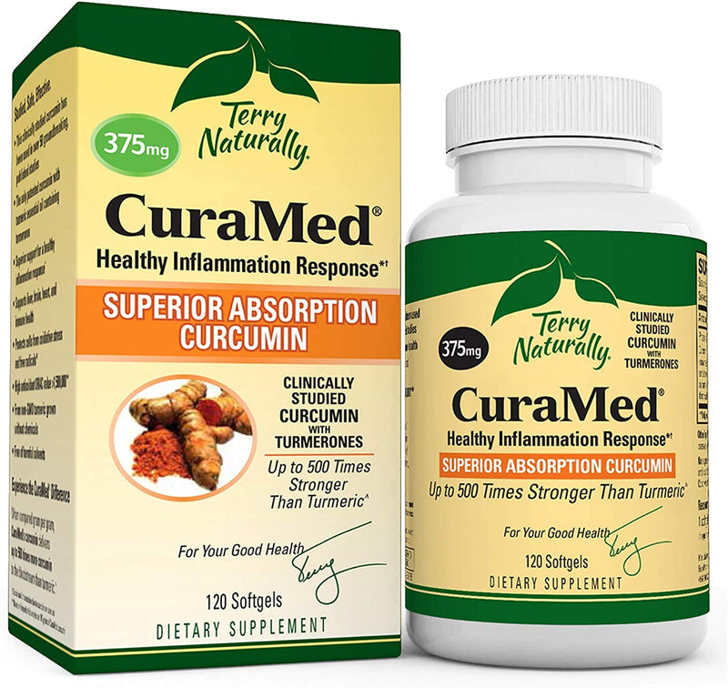 Terry Naturally CuraMed 375 mg - 120 Softgels - Superior Absorption BCM-95 Curcumin Supplement, Promotes Healthy Inflammation Response - Non-GMO, Gluten-Free, Halal - 120 Servings 120 Count (Pack of 1) - NewNest Australia