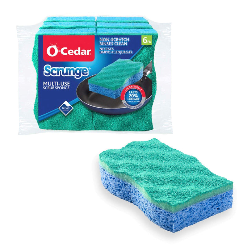 O-Cedar Scrunge Multi-Use (Pack of 6) Non-Scratch, Odor-Resistant All-Purpose Scrubbing Sponge Safely Cleans All Hard Surfaces in Kitchen and Bathroom, 6 Count (Pack of 1), Blue 6 Count (Pack of 1) - NewNest Australia
