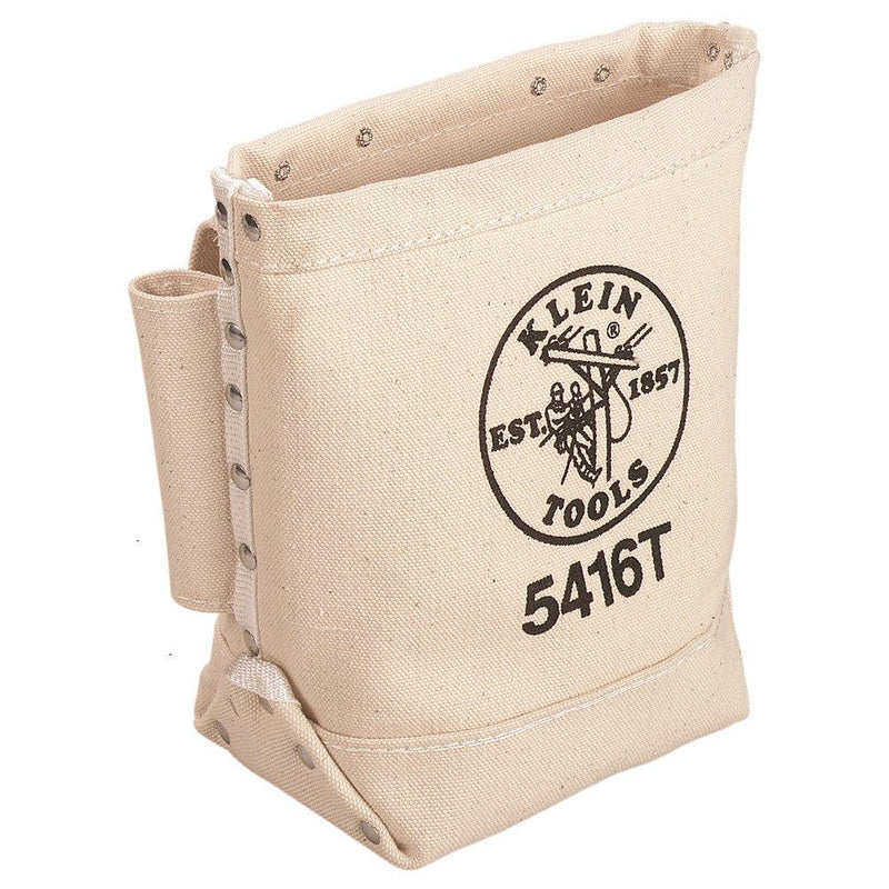 Klein Tools 5416T Tool Bag, Bull-Pin and Bolt Pouch, No. 4 Canvas with Tunnel Connection, 5 x 10 x 9-Inch Canvas Material - NewNest Australia