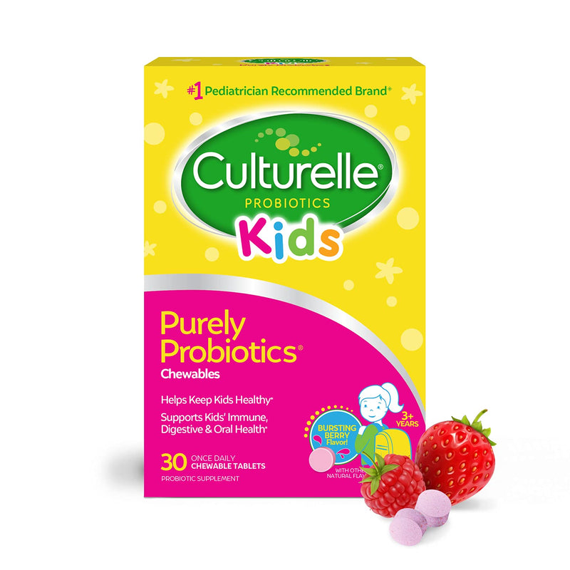 Culturelle Kids Chewable Daily Probiotic for Kids - Natural Berry - Supports Immune, Digestive, and Oral Health - For Age 3+ - Gluten, Dairy, Soy-Free - 30 count 30 Count Chewables - NewNest Australia