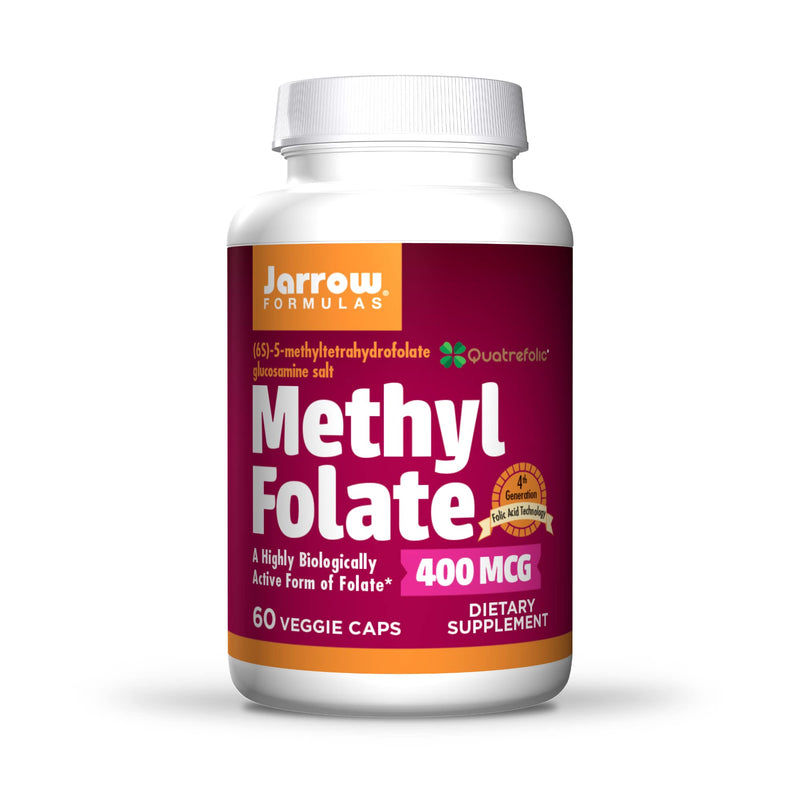 Jarrow Formulas Methyl Folate 400 mcg - 60 Veggie Caps - Highly Biologically Active Form of Folate - 4th Generation Folic Acid Technology - 60 Servings 60 Count (Pack of 1) - NewNest Australia