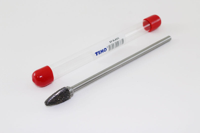 TEMO SF-5L6 Double Cut Carbide Rotary Burr File, 1/2 Inch Head Round Tree, 1/4 Inch Diameter 6 Inch Long Shank 6" SF-5L6 - NewNest Australia