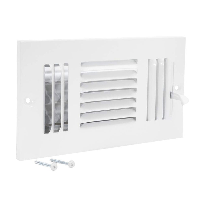 EZ-FLO 61658, White Three-Way Sidewall/Ceiling Register, 8 inch (W) x 4 inch (H) Opening, 8" x 4" 8" x 4" - NewNest Australia