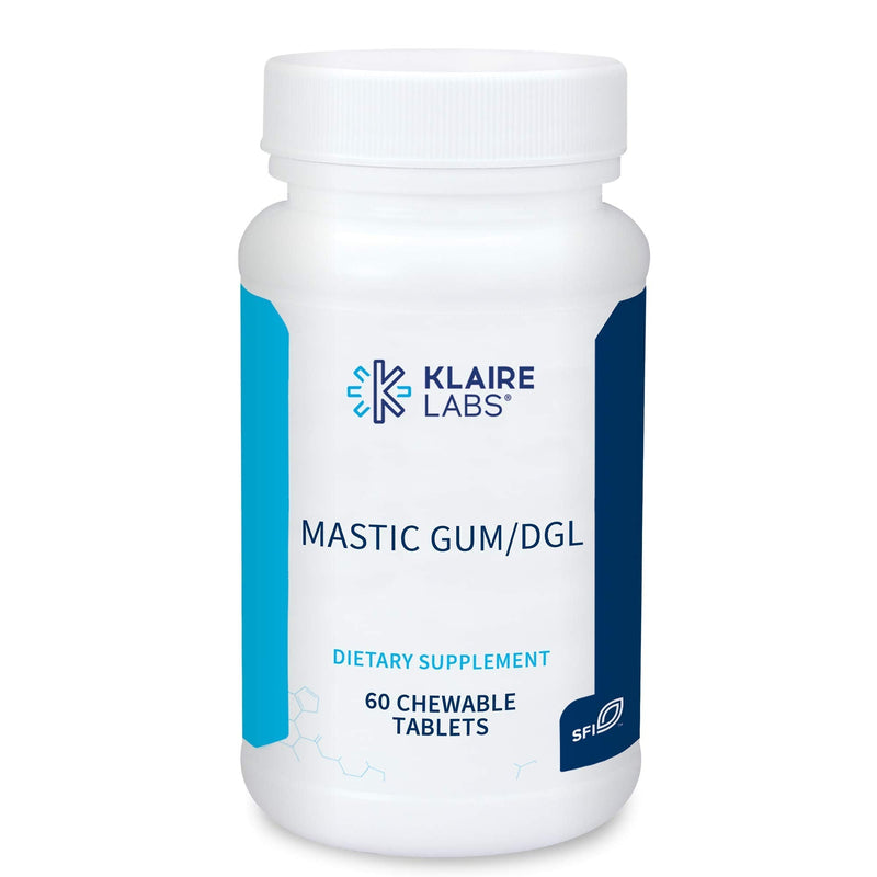 Klaire Labs Mastic Gum/DGL Chewable - DGL Licorice Chew for Digestion Support & Occasional GI Discomfort - Deglycyrrhizinated Licorice and Mastic Gum (60 Chewable Tablets) - NewNest Australia