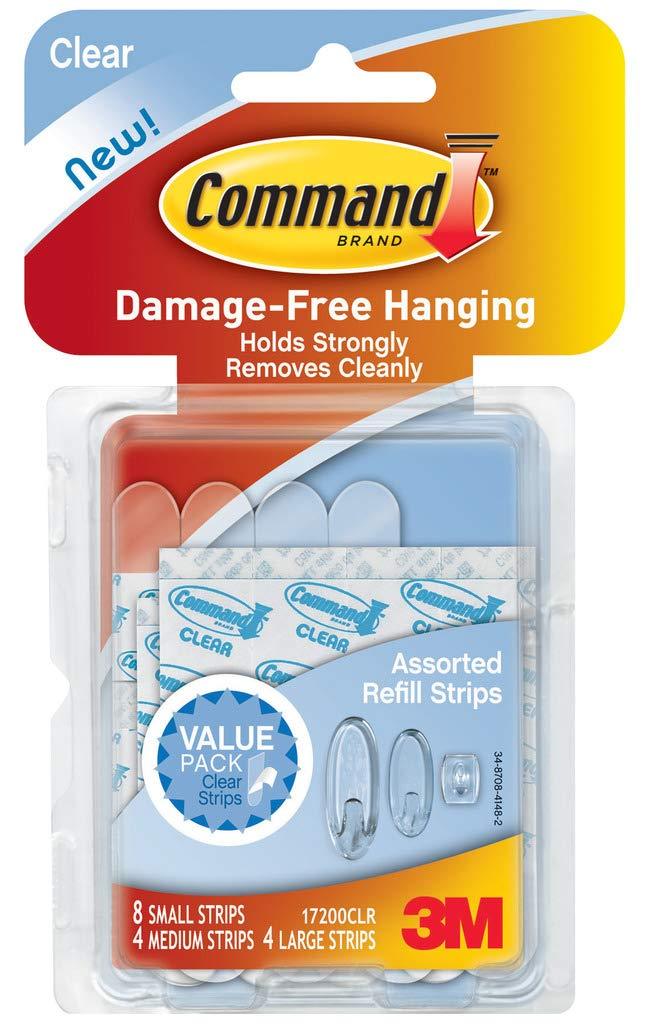 NewNest Australia - Command Clear Refill Strips, Re-Hang Indoor Clear Hooks (17200CLR-ES) Assorted Size 