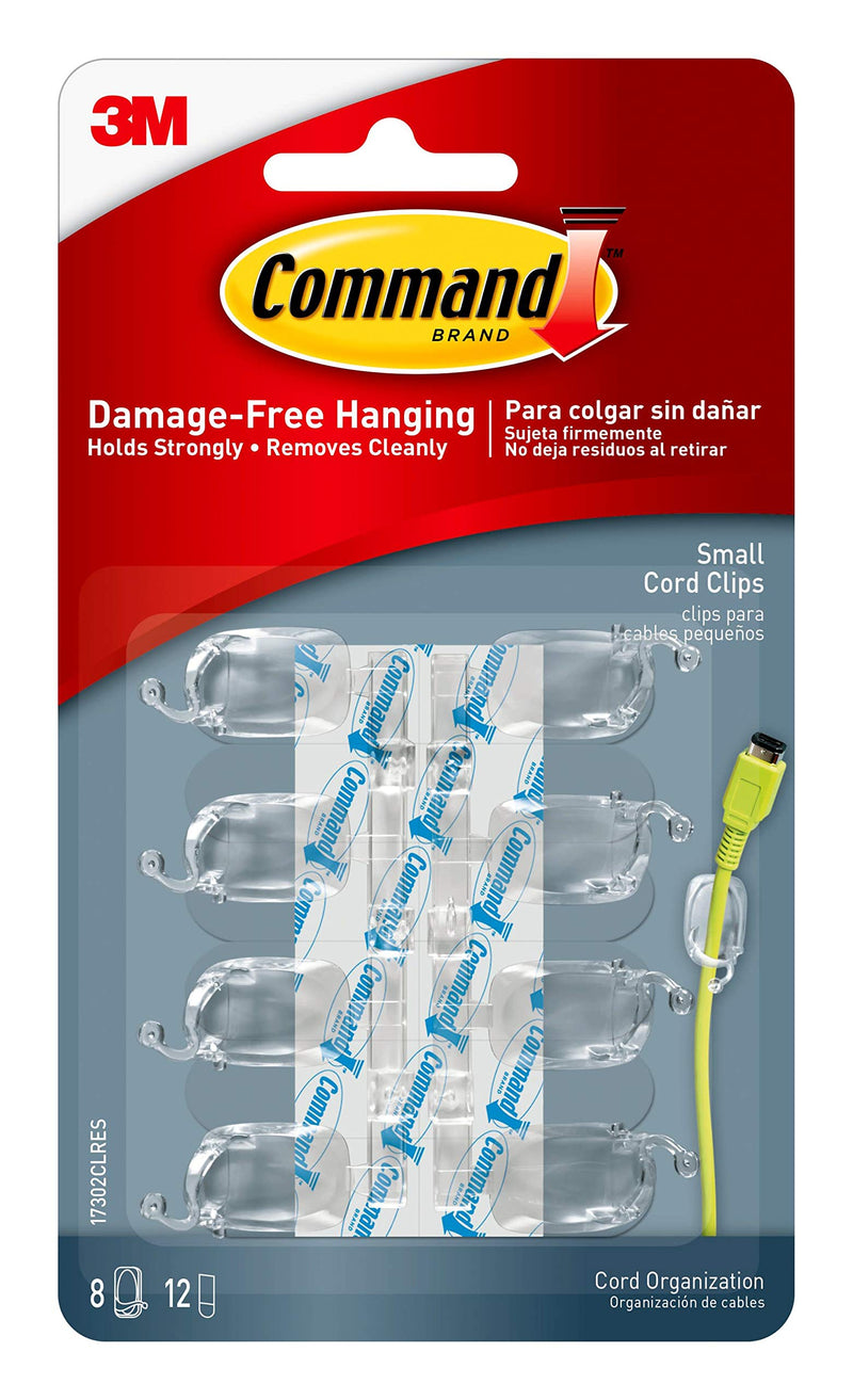 Command Cord Clips, Small, Clear, 8-Clips (17302CLRES), Organize Damage-Free 8 Clips - NewNest Australia