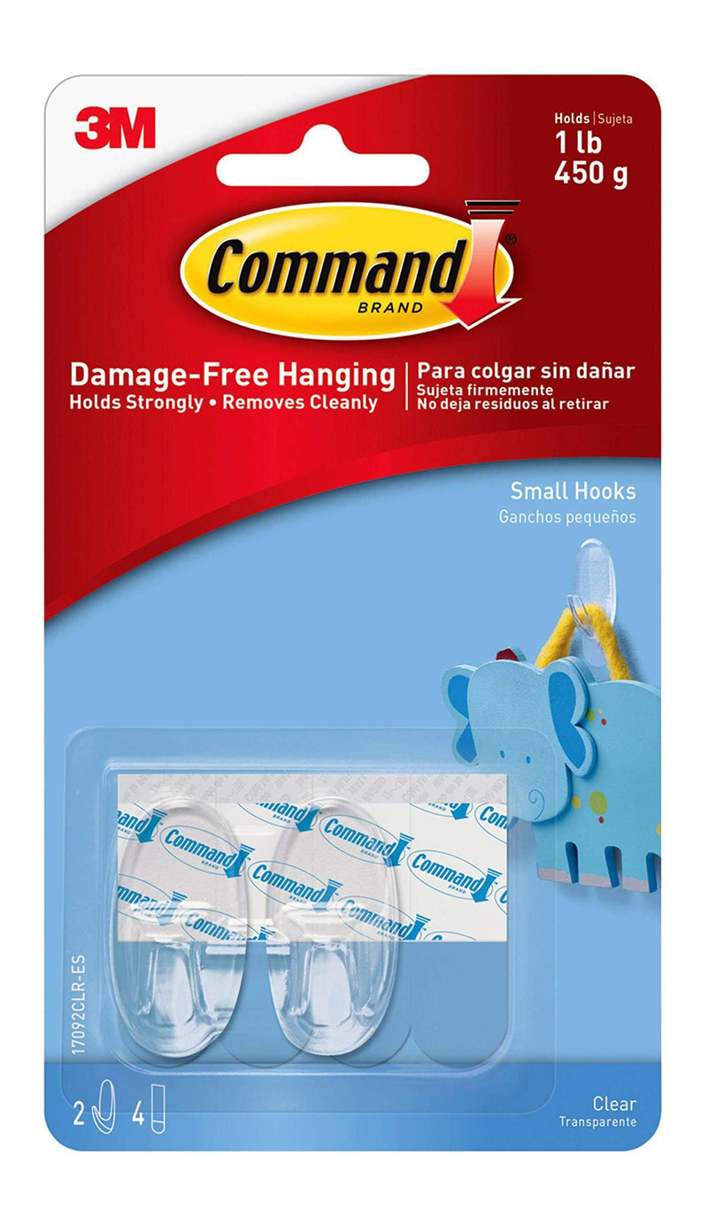 NewNest Australia - Command 1 lb Capacity Oval Hooks, Indoor Use, Small (17092CLR-ES) 2 Hooks 