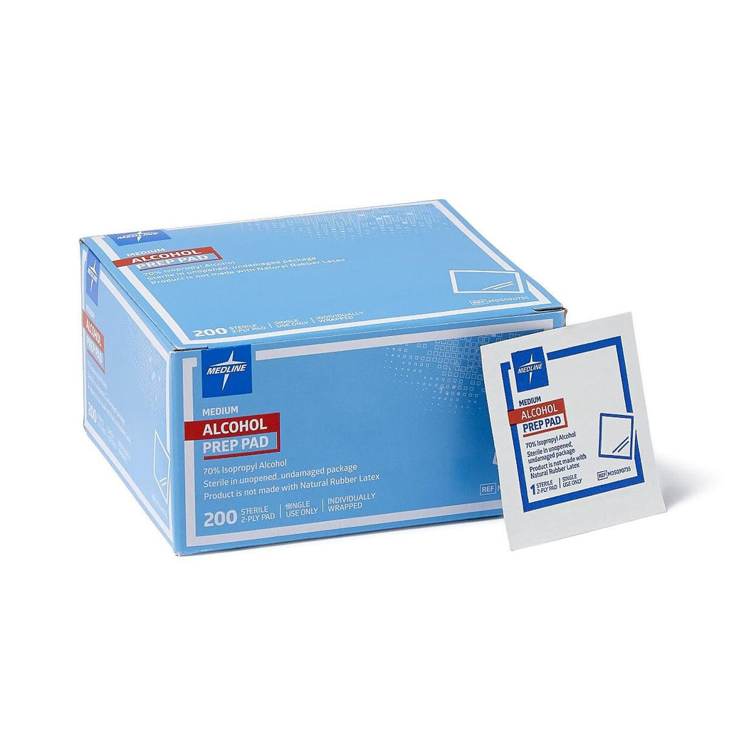 Medline - MDS090735Z Sterile Medium Prep Pads 70% Isopropyl Alcohol Antiseptic 200 Count - NewNest Australia