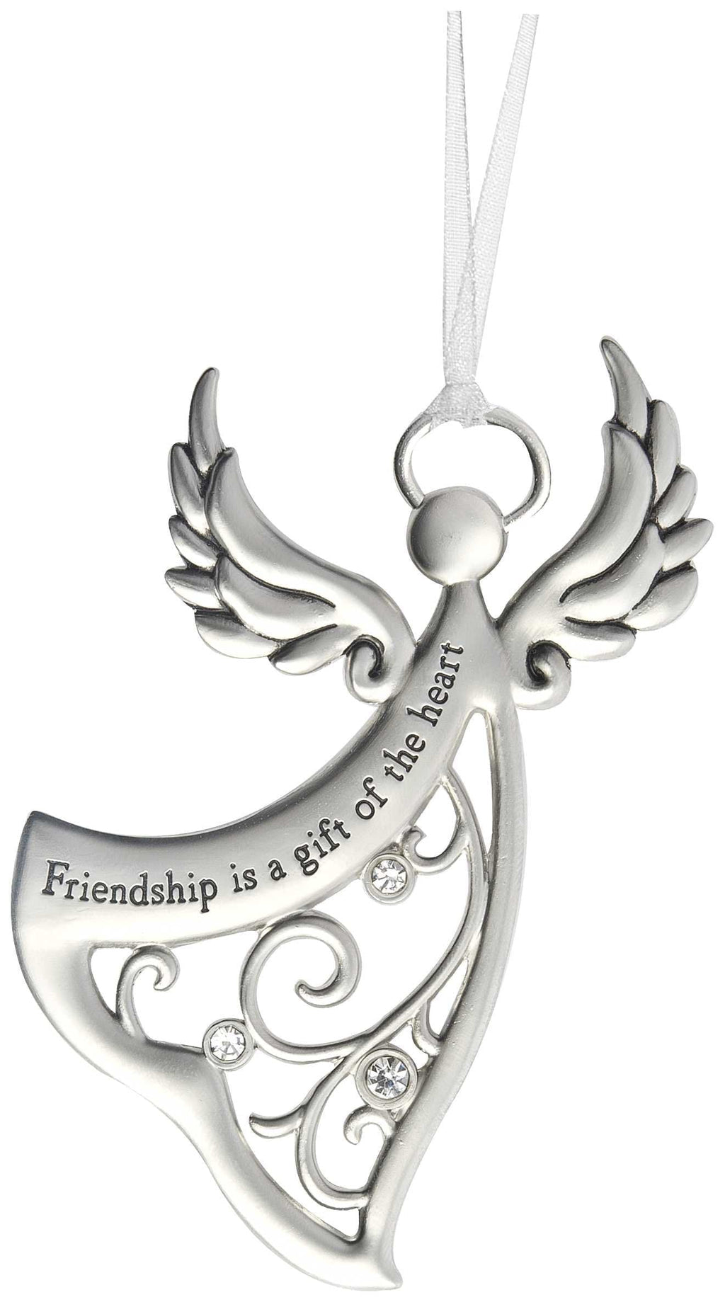 NewNest Australia - Ganz Angels By Your Side Ornament - Friendship is a gift of the heart,Silver / Black 