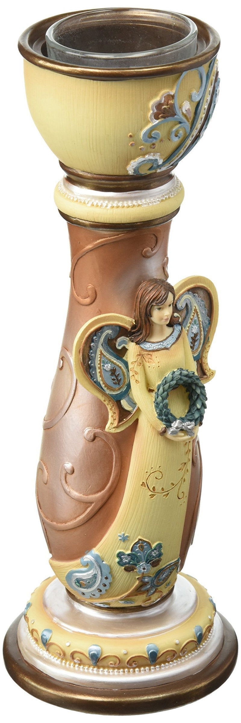 NewNest Australia - Pavilion Gift Company Perfectly Paisley Angel Tea Light Candle Holder, 8-Inch Tall, Tea Light Candle Not Included 