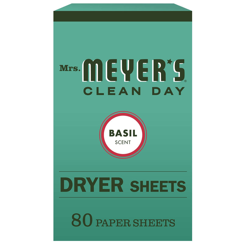 Mrs. Meyer's Dryer Sheets, Softens Fabric, Reduces Static, Cruelty Free Formula, Basil Scent, 80 Count - NewNest Australia