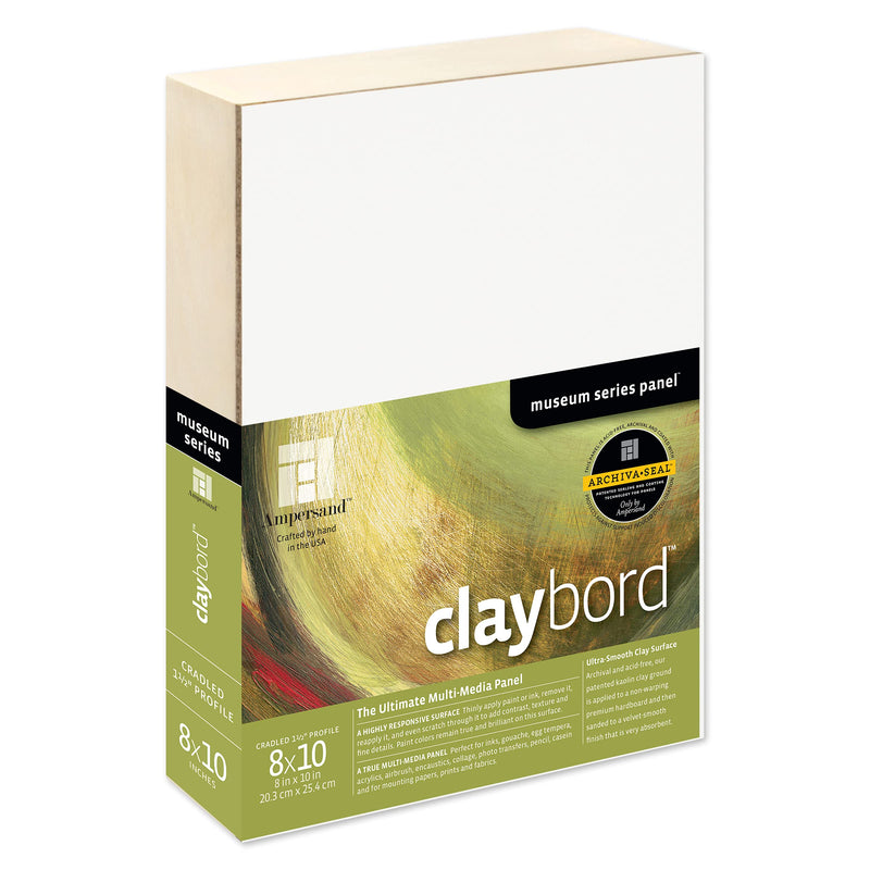 Ampersand Art Supply Wood Painting Panel: Museum Series Claybord, 8" x 8", 1.5 Inch Depth - NewNest Australia