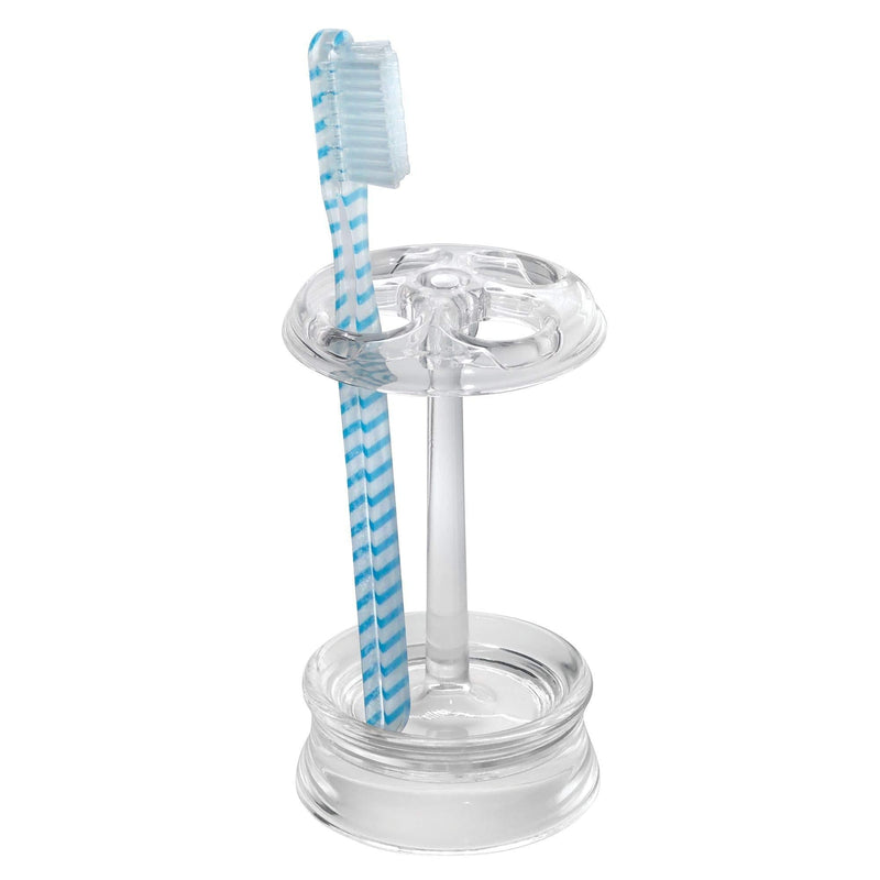 iDesign Franklin Plastic Toothbrush Holder Stand for Bathroom, Vanity Countertops in Master, Guest, and Kids' Bathrooms, 2.75" x 2.75" x 5", Clear - NewNest Australia