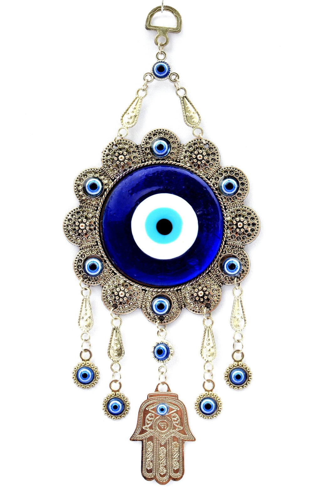 NewNest Australia - Betterdecor Blue Evil Eye with Hamsa Hand Protection Hanging Ornament (with a Pouch)-006 