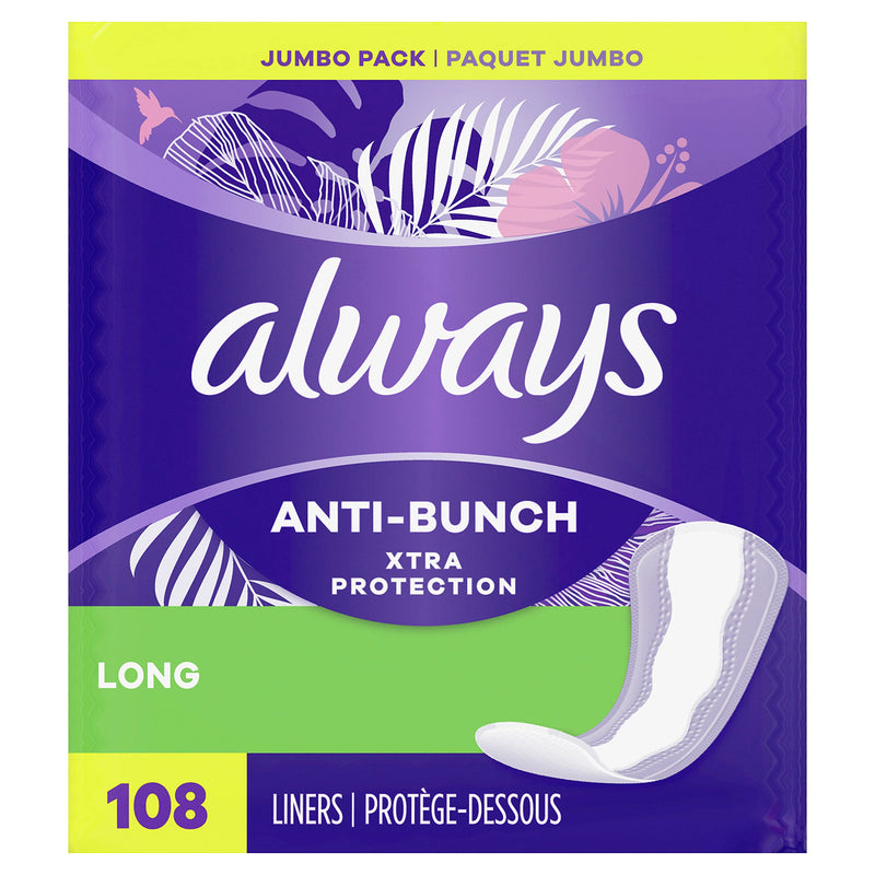Always Anti-Bunch Xtra Protection Daily Liners Long Unscented, Anti Bunch Helps You Feel Comfortable, 108 Count - NewNest Australia