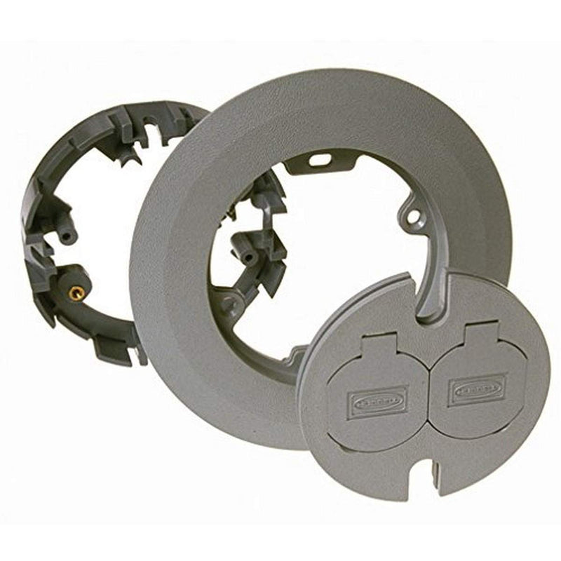Hubbell RACO 6299 Round Nonmetallic Cover Kit Two-Lift Lids for 5511 Floor Box, 6.5 in. Dia, Gray - NewNest Australia