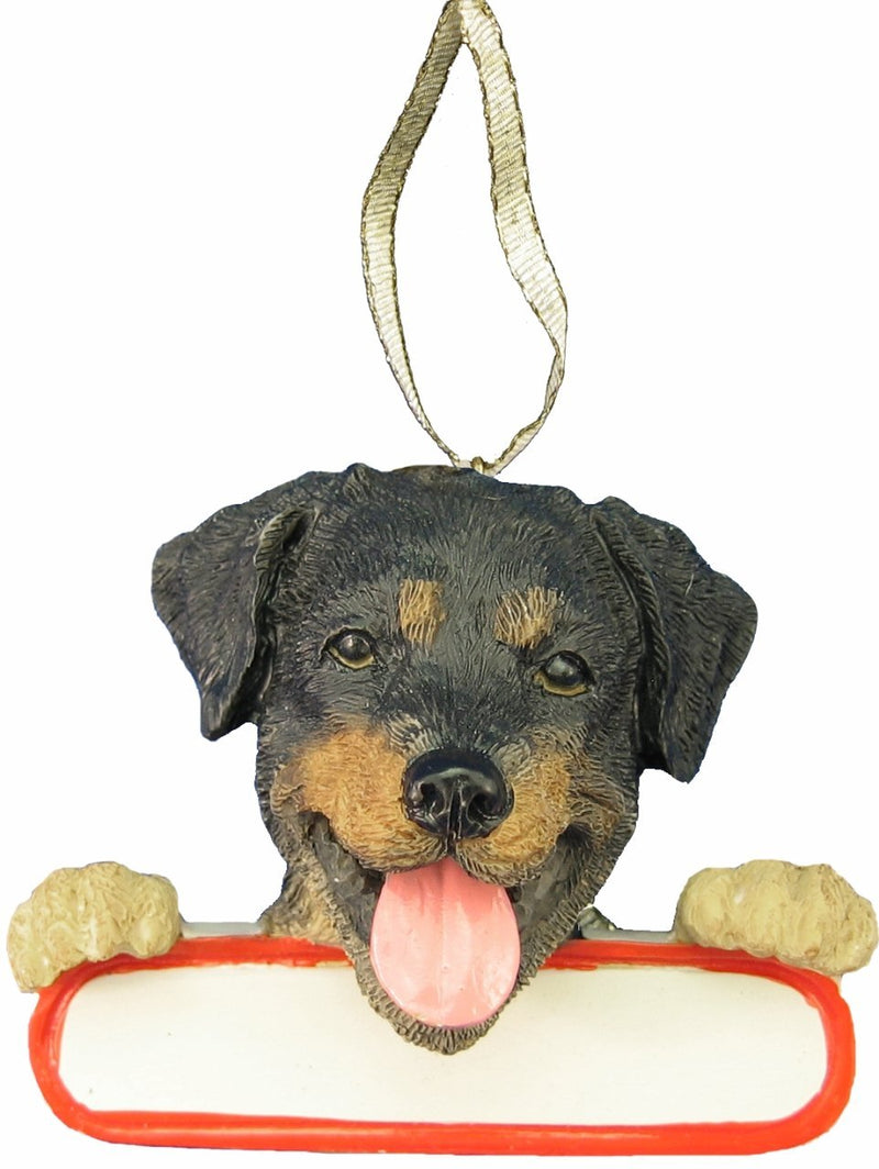 NewNest Australia - Rottweiler Ornament "Santa's Pals" With Personalized Name Plate A Great Gift For Rottweiler Lovers 