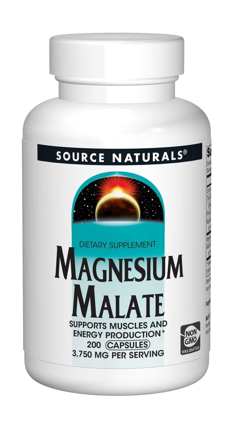 Source Naturals Magnesium Malate - 3750 mg Per Serving - Essential Magnesium Malic Acid Supplement - 200 Capsules - NewNest Australia
