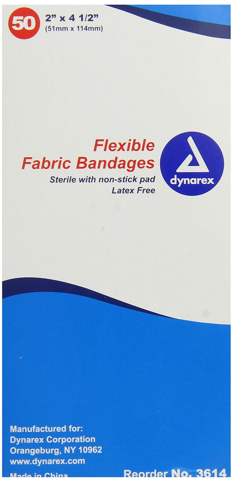 Dynarex Adhesive Fabric Bandage, 2 Inches X 4.5 Inches Sterile, 50 Count 2x4.5 Inch (Pack of 50) - NewNest Australia