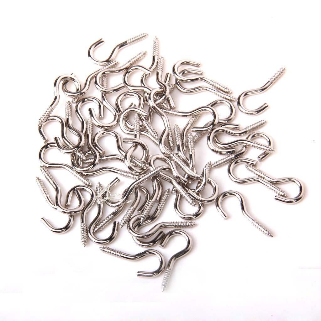 NewNest Australia - CJESLNA 50pcs Screw Hook Eye Silver 