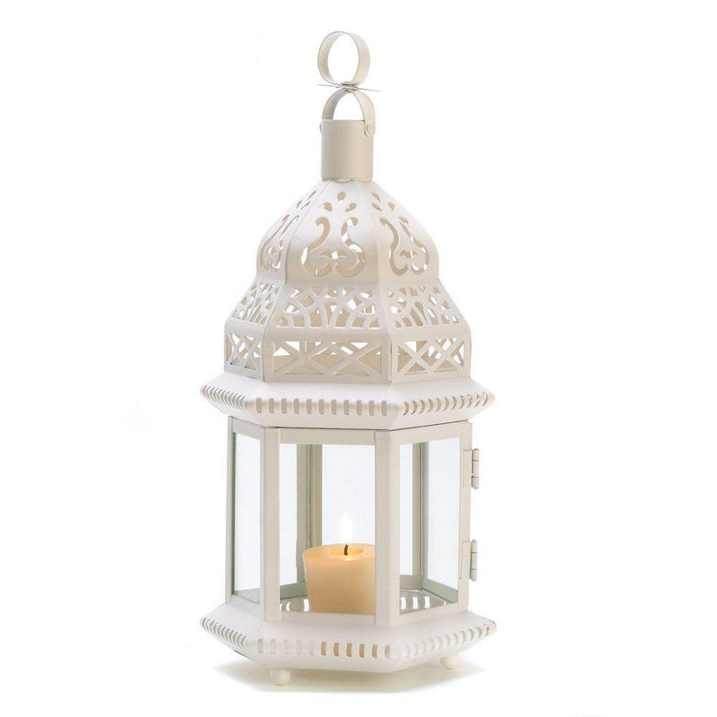 NewNest Australia - Gifts & Decor White Moroccan Style Hanging Candle Lantern Centerpiece 