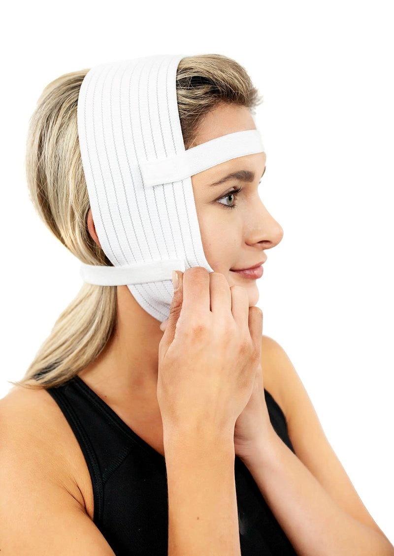 Compression Face Mask, Post Surgery Chin Compression Garment – Medical Head Wrap for Neck Lift Kit, Facial Surgery, Face Lift Kit, Chin Lift, Oral Maxilliofacial Surgery, TMJ Lockjaw and More (S20) - NewNest Australia