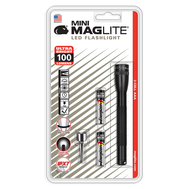 Maglite Mini LED 2-Cell AAA Flashlight Black - SP32016 - NewNest Australia