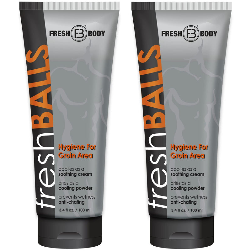 Fresh Body FB - Fresh Balls Lotion, 3.4 fl oz (2 Pack) | Anti-Chafing Men's Soothing Cream to Powder Balls Deodorant and Hygiene for Groin Area - NewNest Australia