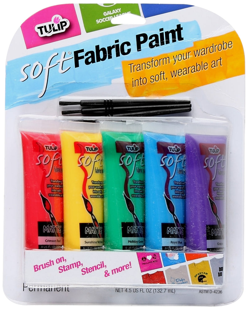 Tulip Soft Fabric Paint Primary, 0.9 Ounce (Pack of 5), Multicolor, 4 Fl Oz - NewNest Australia