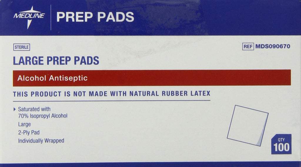 Medline Sterile Alcohol Prep Pads, Large, 100 Count - NewNest Australia