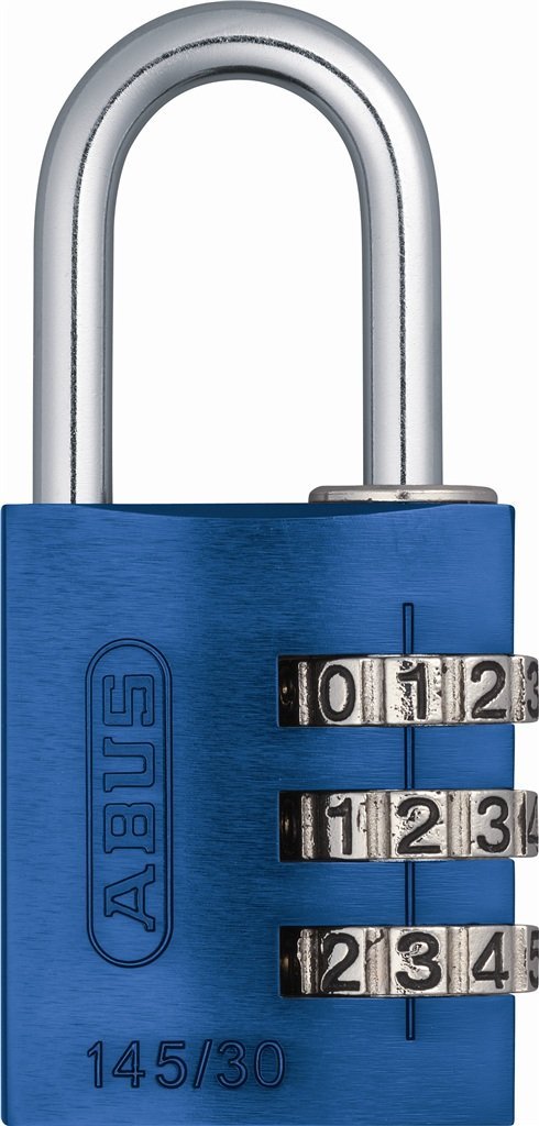 ABUS 145/30 C Aluminum Resettable Combination Padlock, 3 Dial, Blue 30 mm - NewNest Australia