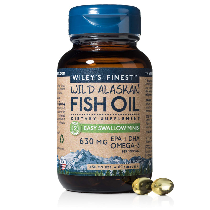Wild Alaskan Omega-3 Fish Oil - Easy Swallow Minis 2X Double Strength 630mg EPA + DHA Natural Supplement 60 Mini Softgels 60 Count (Pack of 1) - NewNest Australia