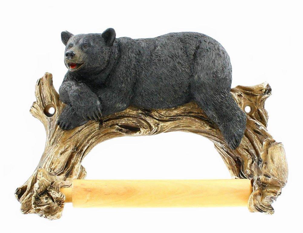 Black Bear Lounging Toilet Paper Holder Decorative Cabin Decor - NewNest Australia