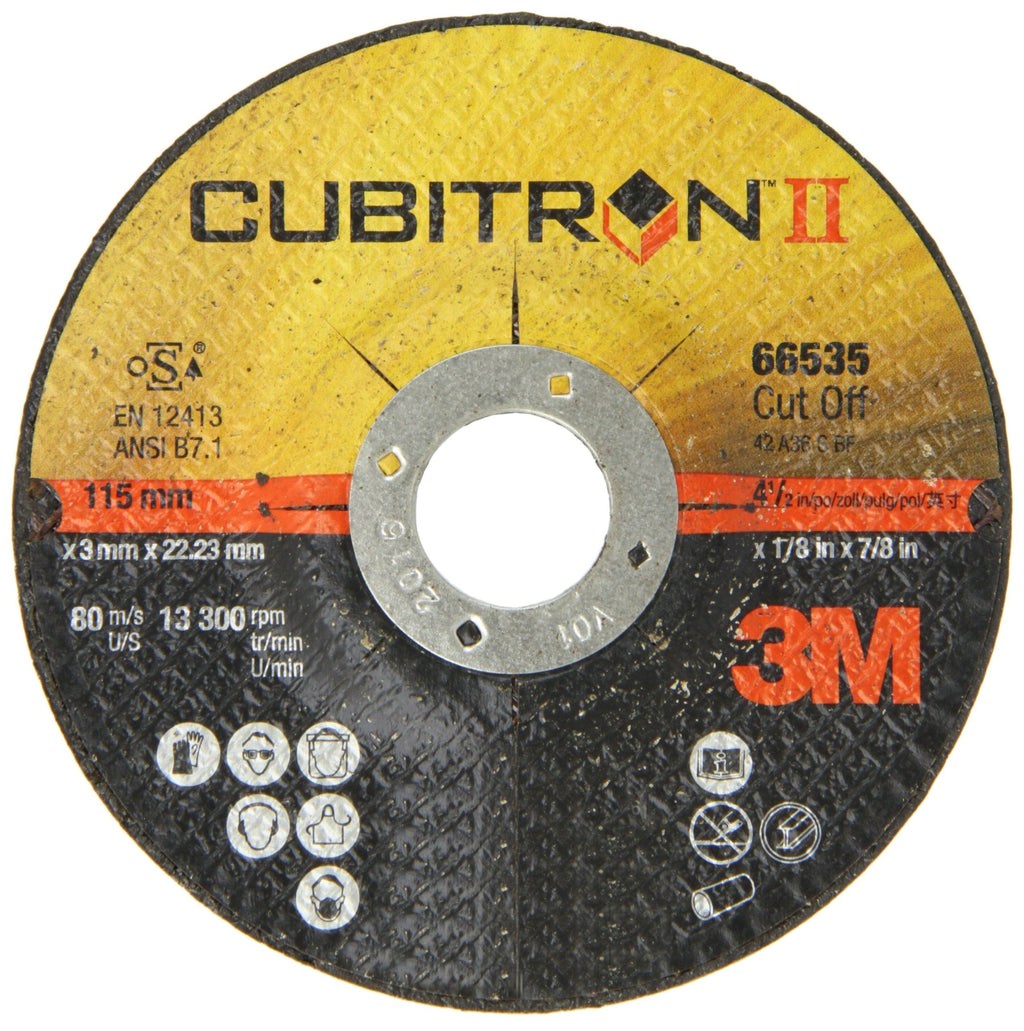 3M Cubitron II Cut-Off Wheel - Type 27 Premium Metal Cutting Wheel - For Angle Grinder or Cut-Off Tool - 4.5" x .125" x 7/8" Arbor Hole - 66535 4.5 In x 0.87 In 36+ - NewNest Australia