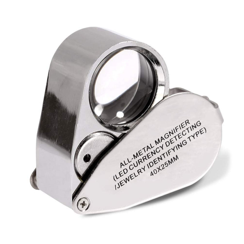 KINGMAS 40x Jeweller Loupe Folding Magnifying Jewelry Eye Magnifier With LED Light Illuminated (LED Currency Detecting/Jewlers Identifying Type Lupe) - NewNest Australia