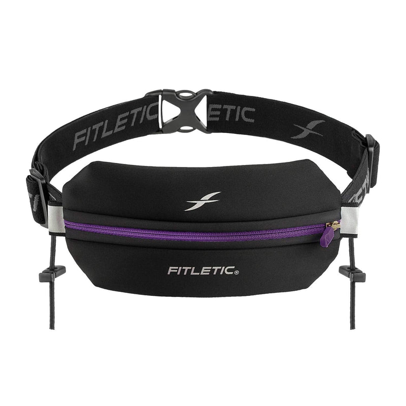 Fitletic Neo Race Belt | Unique No Bounce Design for Marathon, Triathlon, Trail, 5k, 10k | Single Pounch N01R Neo Purple & Black - NewNest Australia