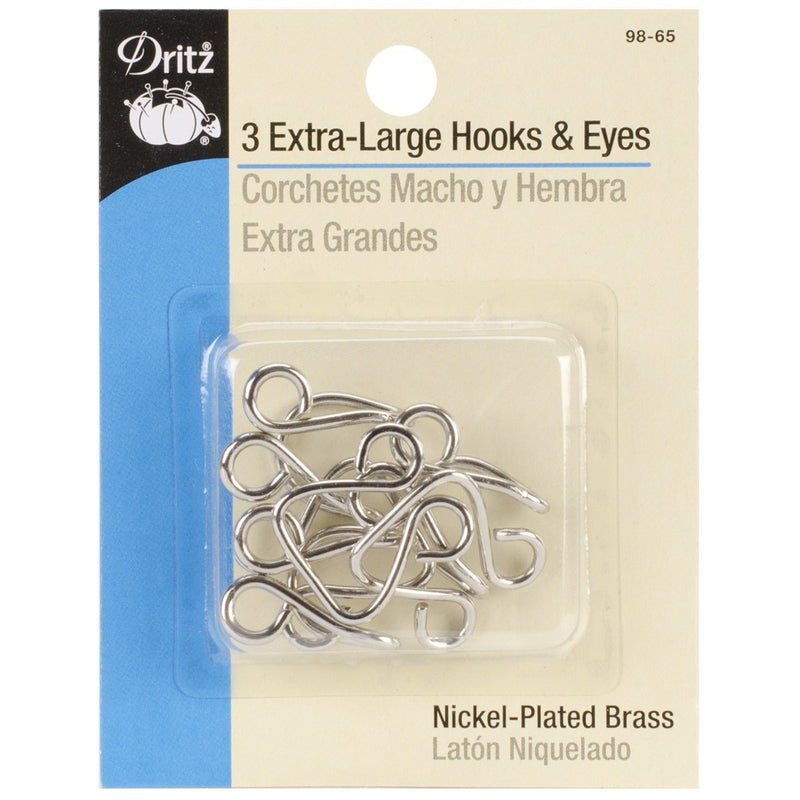 NewNest Australia - Dritz 98-65 Extra-Large Hook & Eye Closures, Nickel 3-Count 