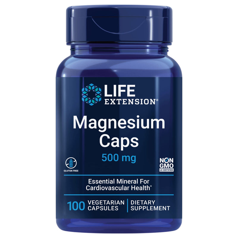 Life Extension Magnesium Caps 500 mg – Essential Mineral Blend For Cardiovascular & Whole-Body Health – Gluten-Free, Non-GMO, Vegetarian -100 Vegetarian Capsules - NewNest Australia