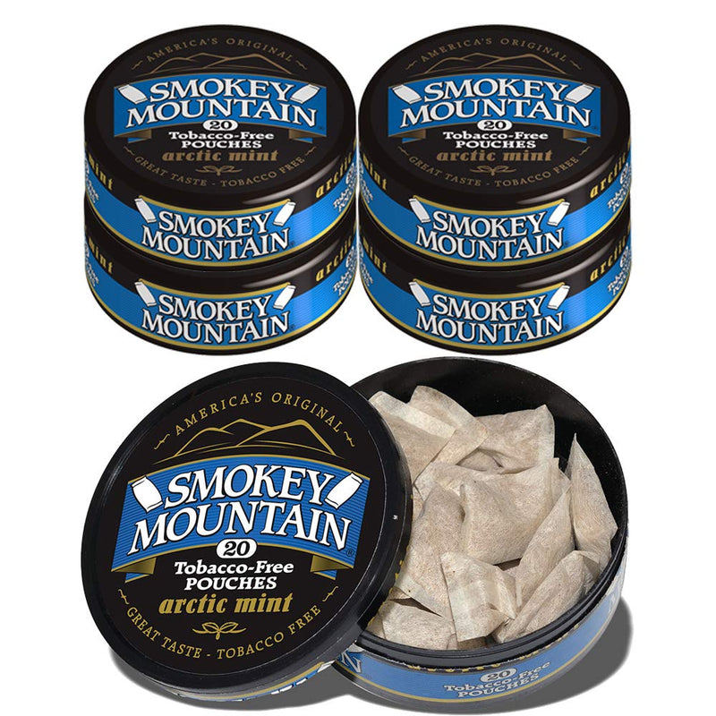 Smokey Mountain Pouches - Arctic Mint - 5 Cans - Nicotine-Free and Tobacco-Free Arctic Mint Pouches - NewNest Australia