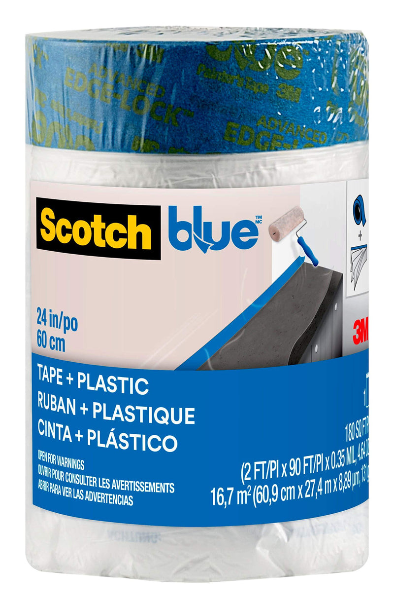 ScotchBlue Pre-taped Painter's Plastic, Unfolds to 24 inches by 30 yards, PT2093EL-24 24" Width - NewNest Australia
