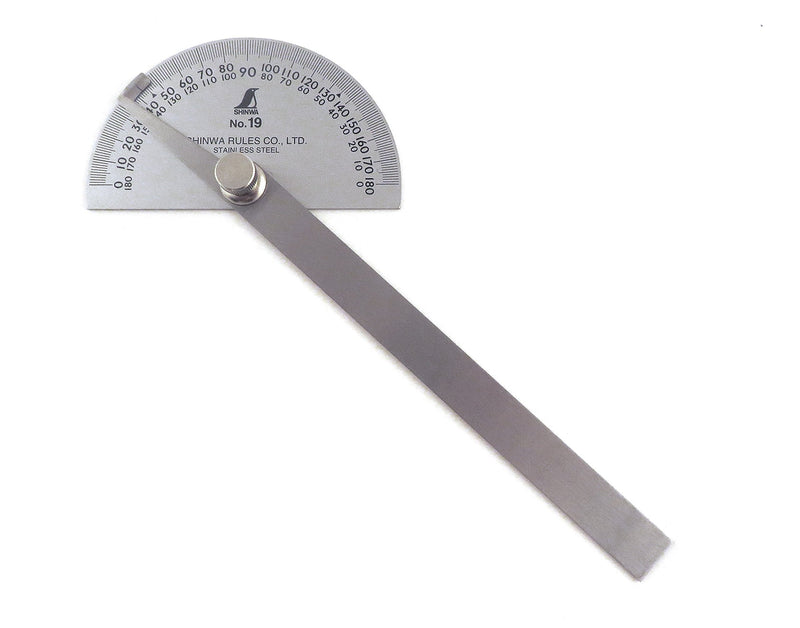 Shinwa Japanese #19 Stainless Steel Protractor 0-180 degrees with Round Head - NewNest Australia