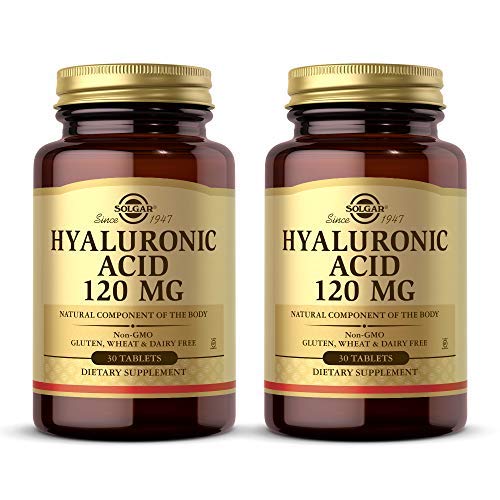 Solgar Hyaluronic Acid 120 mg, 30 Tablets - Pack of 2 - Supports Hair, Skin & Nails - Contains Hydrolyzed Collagen Type 2 & Chondroitin - Non-GMO, Gluten Free, Dairy Free - 60 Total Servings - NewNest Australia