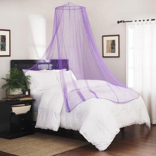 Cotton Loft Solid Kids Collapsible Round Hoop Sheer Mosquito Netting Girls Bed Canopy, One Size, Purple - NewNest Australia