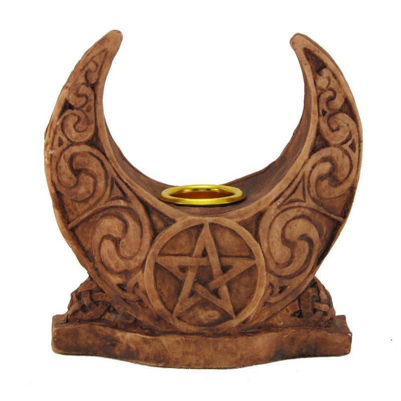 NewNest Australia - Dryad Design Moon Candle Holder Wood Finish 