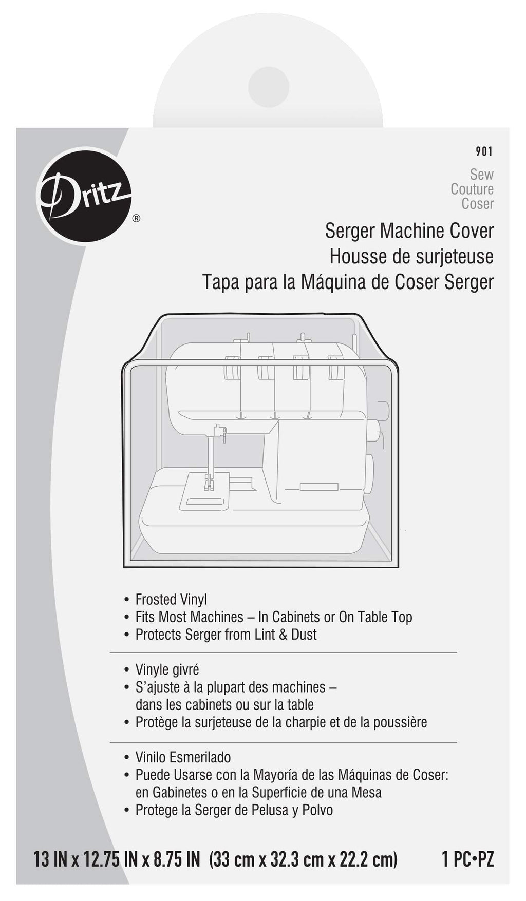 Dritz Dust Serger, 13" x 12-3/4" x 8-3/4", 1 Count, Clear Vinyl Machine Cover, x x For Sergers - NewNest Australia