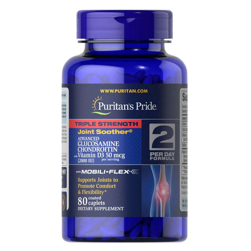 Puritans Pride Triple Strength Glucosamine Chondroitin with Vitamin D3 Caplets, 80 Count - NewNest Australia