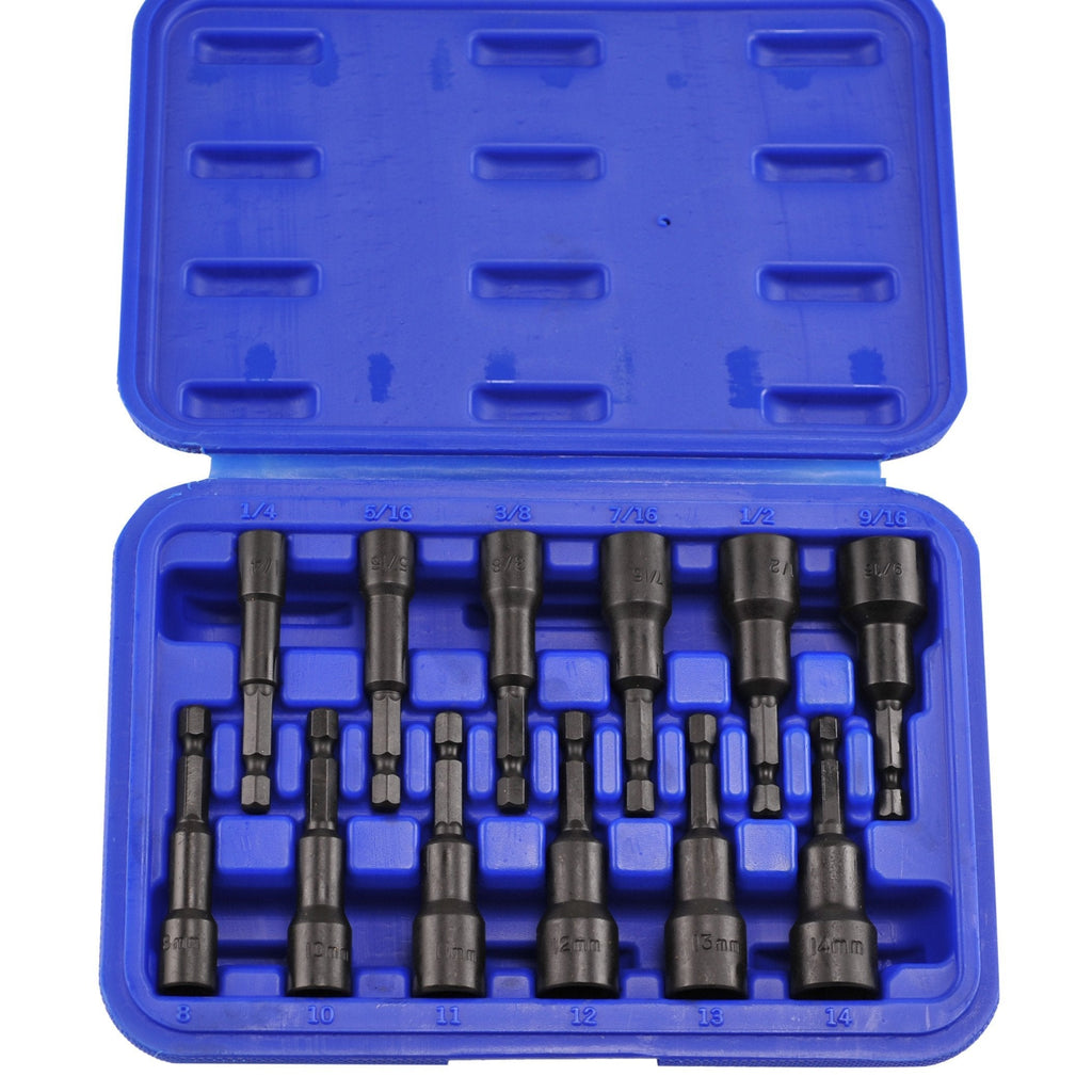 Neiko 10250A Magnetic Hex Nut Driver Master Kit, Cr-V Steel | 1/4" Quick-Change Hex Shank | SAE & Metric | 12-Piece Set - NewNest Australia